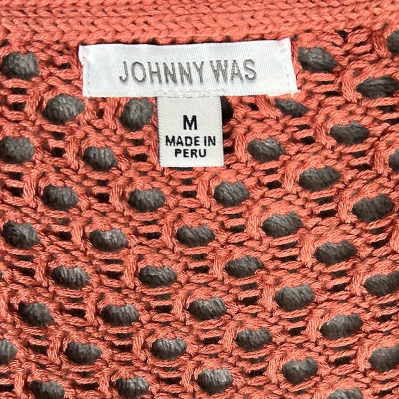 Johnny Was Sweater Womens Medium Theresa Crochet Feminine Coquette Knit Coral - Picture 8 of 10